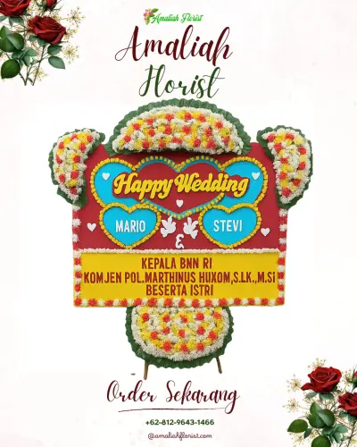 Karangan Papan Bunga Pernikahan di Taban